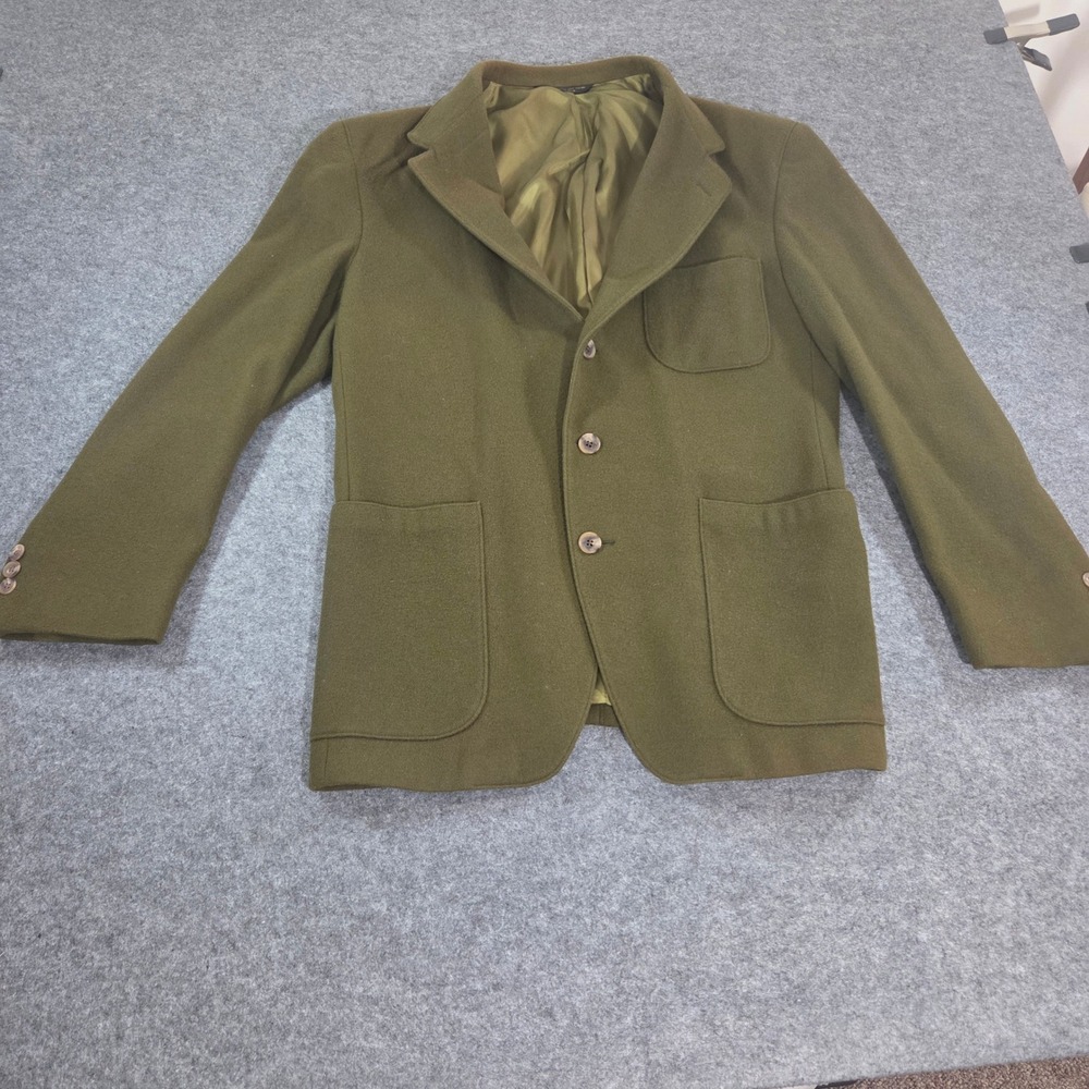 Vintage Banana Republic Mens M 100% Wool Blazer Olive Green Made USA Safari